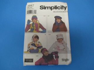 Vintage Sewing Pattern Simplicity 4847 Accessories One Size Hats Gloves S649