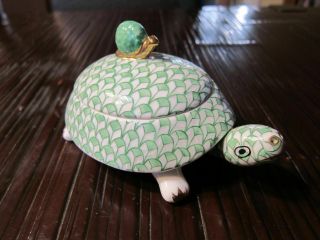 Green White And Gold Porcelain Turtle And Snail Trinket Box Japanese? Tortoise
