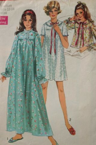 Simplicity 8457 Misses Nightgown Bed Jacket Pattern Size 12 - 14