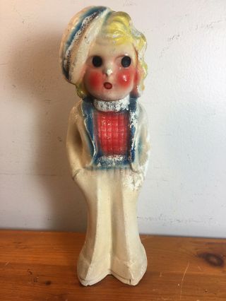 Vtg Carnival Prize Chalkware Kewpie Doll Statue Girl