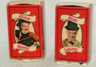 Rare - Vintage Laurel & Hardy Mineature Ornaments W/box Clothed 3 Inches Look