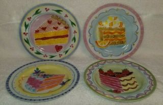 Set Of 4 Celebration Dessert Plates By Maret Made In Japan Andrea Sadek 8 1/4 "