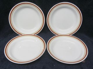4 Vintage Corelle Cinnamon Chestnut Flat Rimmed Soup Bowls