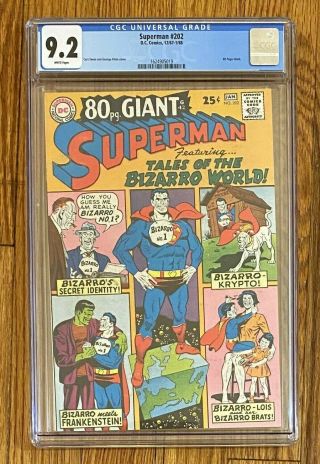 Superman 202 Dc Comics 1968 Cgc 9.  2