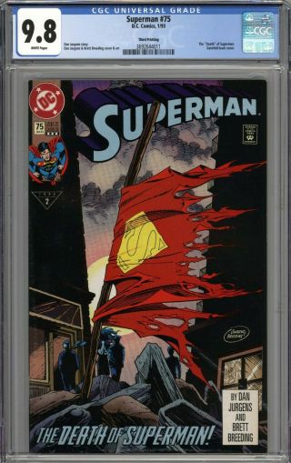 Superman 75 Cgc 9.  8 Nm/mt 3rd Printing Variant Death Of Superman White Pages