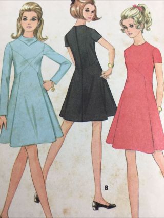 1969 Mccalls 2049 Vintage Sewing Pattern Womens Dress Size 12 Bust 34