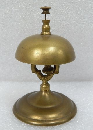 1920s Antique Brass Hotel Service Counter Desk Bell Dinger