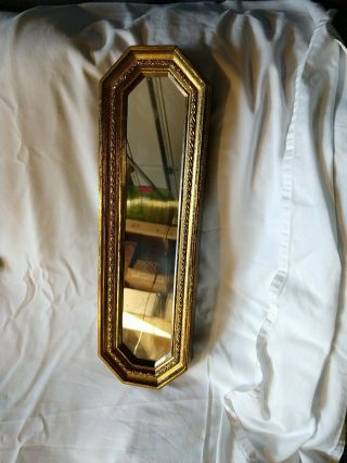 Vintage 2 Home Interiors & Gifts Rectangular Gold Wall Mirror Homco 17 1/2 X 5 "