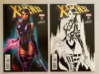 X - Men 92 1 Stan Lee Collectibles J Scott Campbell Variant Set Color,  Bw Nm/m