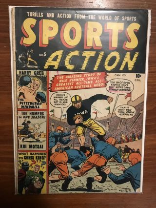 Vintage Sports Action 5 1951 Bell Features Comic