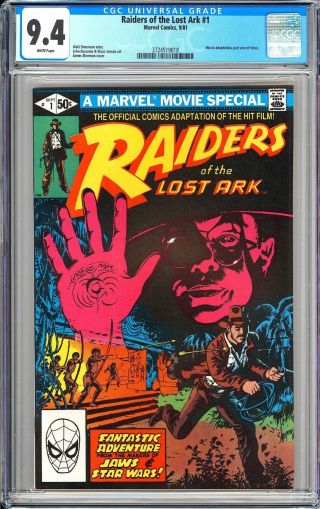 Raiders Of The Lost Ark 1 Cgc 9.  4 White Pages 1981 3724519018 Movie Adap.  Part