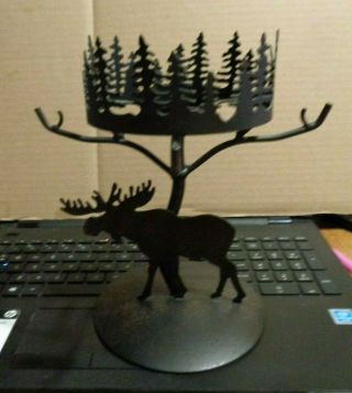 Party Lite Moose Tea Light Candle Holder Rustic Cabin No Shade