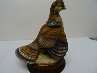 9 1/2 " Tall Ruffed Grouse Ceramic Bird Figurine By Andrea Sadek