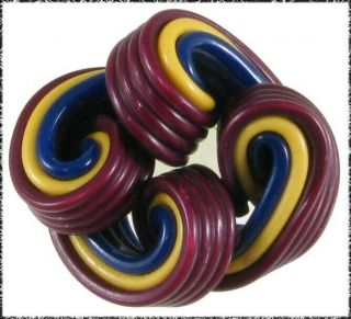 Fun Vintage 3 - Color Extruded Celluloid Button,  Looped & Twisted