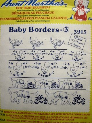 2 UNCUT Aunt Martha ' s Hot Iron Transfers for Baby Quilts and Baby Boarders 3
