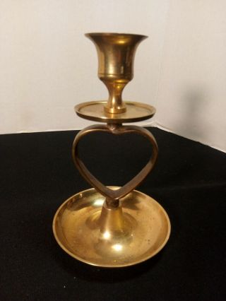 Vintage Hosley Solid Brass Candlesticks Candle Holders Heart Design 2