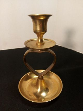 Vintage Hosley Solid Brass Candlesticks Candle Holders Heart Design 3