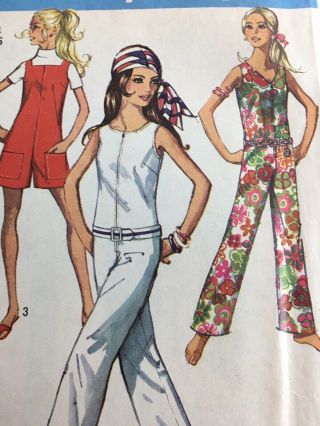 1969 Simplicity 8198 Vintage Sewing Pattern Womens Jumpsuit Size 14