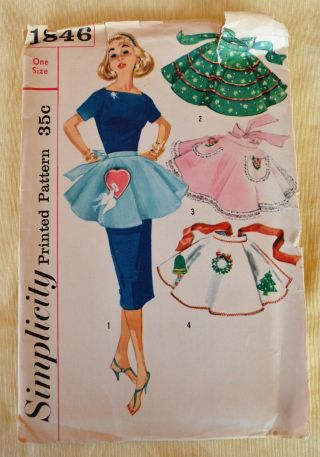 Vtg Simplicity Sewing 1846 1 - Size 4 - Looks Aprons Christmas Valentine 
