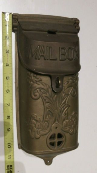 Vintage Solid Brass Us Mail Slot Box Wall Mount 12 "