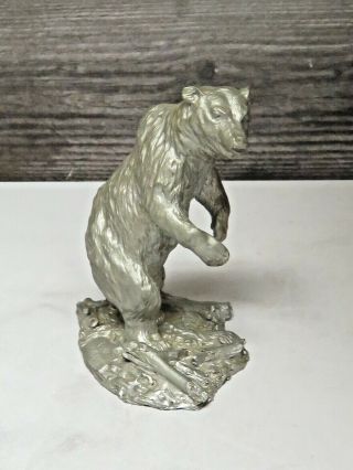 1976 Colonial Mexican Grizzly Bear Fine Pewter Heavy Extinct 4.  5 "