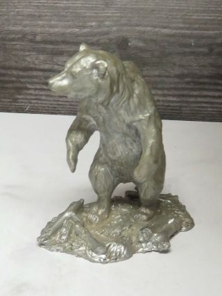 1976 Colonial Mexican Grizzly Bear Fine Pewter Heavy Extinct 4.  5 