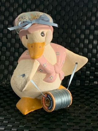 Vtg " Mother Goose " Sewing Supply Holder And Pin Cushion