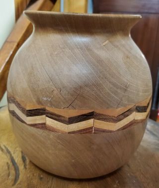 Maple Burl Wood Vase Natural Round Mouth 9 Inches Tall