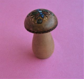 Vintage Wooden Darning Mushroom Needles Small Box Handmade