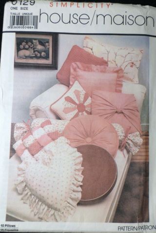 Vtg 1980s Simplicity 129 Home Decor Sewing Pattern 10 Pillows Round Square Heart