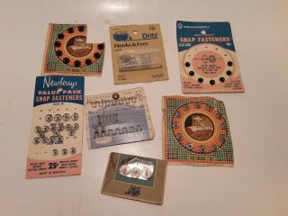 Vintage Sewing Supplies Notions Sew - On Snaps Hooks/eyes Buttons Fasteners