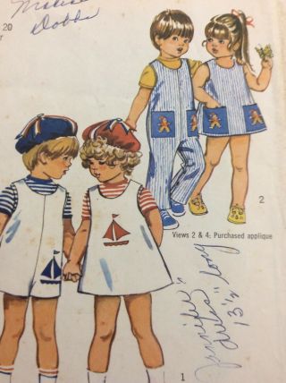 1971 Simplicity 9840 Vintage Sewing Pattern Toddlers Jumpsuit Size 1