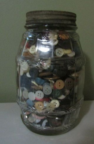 Vintage Jar Of Vintage Buttons All Sizes And Colors Over 2 Pounds