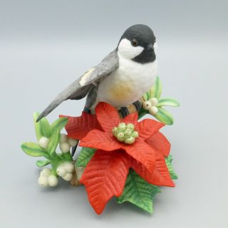 Vintage Lenox Christmas Chickadee Porcelain Figurine Garden Birds 1997