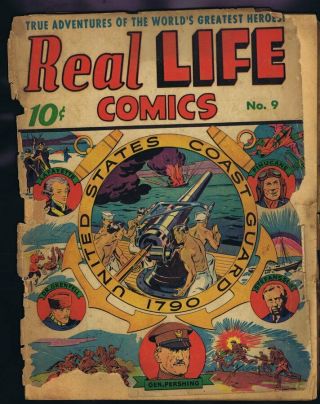 Real Life Comics 9 Vintage 1942 Nedor Golden Age Us Coast Guard