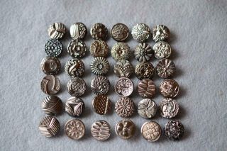 172a - Vintage Czech 3/4 " (36) Silver Lustered Glass Buttons