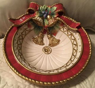 Fitz And Floyd Classics Candy Bowl Dish With Bells And Tassels