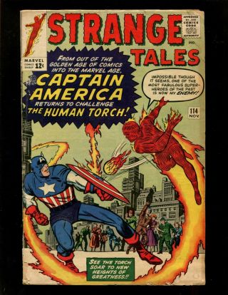 Strange Tales 114 Vg Kirby Ditko 1st Silver Age Captain America 3rd Dr Strange