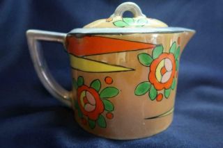 1 Wallpocket Teapot Luster Lustre Ware Hand Paint Wall Pocket W/ Cover Japan