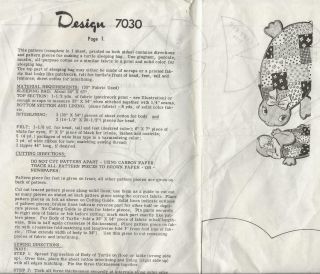 Laura Wheeler Design 7030 Childs Turtle Sleeping Bag Pattern