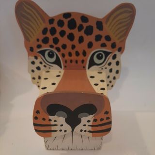 Perkins & Morley Hand Crafted Wood Cheetah Trinket Box Hand Crafted In Sri Lanka