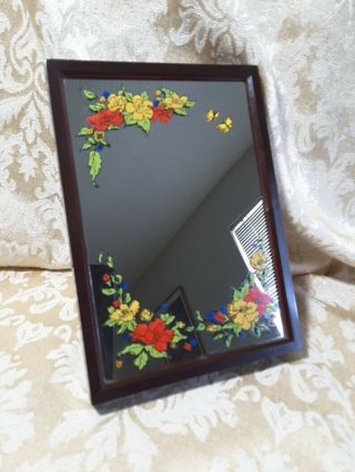Plastic Vintage Yap’s 1978 Floral Butterfly Mirror Music Box Plays “love Story”
