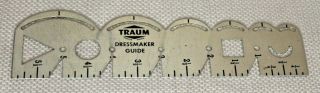 Vintage - Traum Dressmaker Guide/gauge - 6 Inch Sewing Tool - Tailor Aluminum Ruler