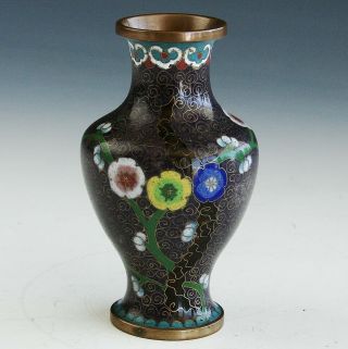 Antique Vintage Chinese Cloisonne Enamel Bronze Vase Old