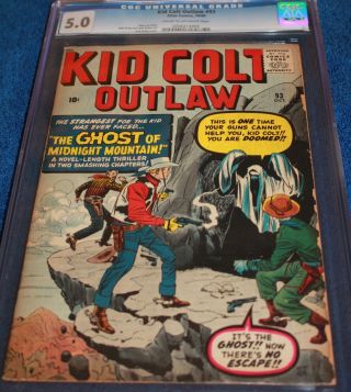 Kid Colt Outlaw 93 Cgc 5.  0 Jack Kirby Cov/art Nov.  1960 2nd Kirby Atlas Western