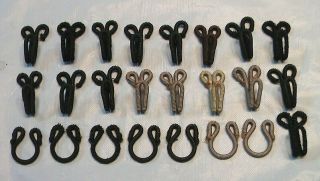 24 Vintage Hook & Eye Metal Buttons Wrapped In String Fabric Sewing Accessory