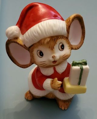 3 Vintage Homco Christmas Mice 5405 Taiwan Ceramic Santa Mouse 4 