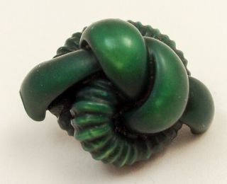 Vintage Green Celluloid Button,  Extruded Knot,  Approx 7/8 "