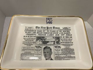 Vintage 1962 Delano Studios Trinket Dish Gold Trim The York Times Lindbergh