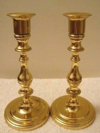 Vintage Pair Baldwin Solid Brass Candlestick Holders Set (2) 6 - 7/8 " High